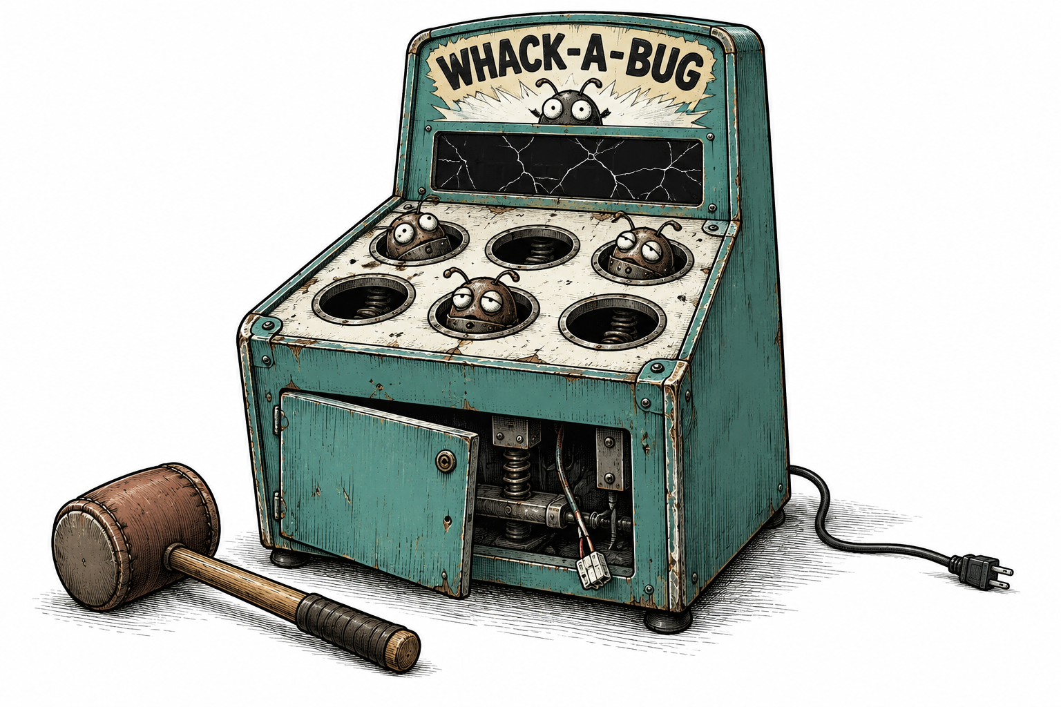 A whack-a-bug arcade machine